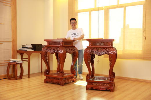 红桥红  家具严选  缅甸花梨（大果紫檀）【115仿乾隆团寿纹 清式大香几】 商品图9