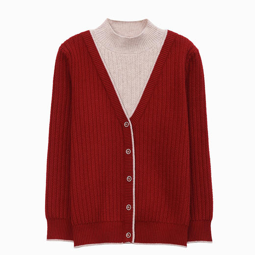 半高领打底衫内搭假两件拼色针织厚款上衣CC-101-82307 商品图4