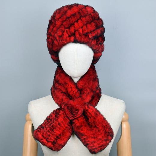 獭兔毛保暖百搭护耳帽围巾套装 GY-BLM 商品图6