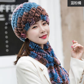 獭兔毛保暖百搭护耳帽围巾套装 GY-BLM