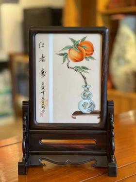 粉彩仁者寿插屏