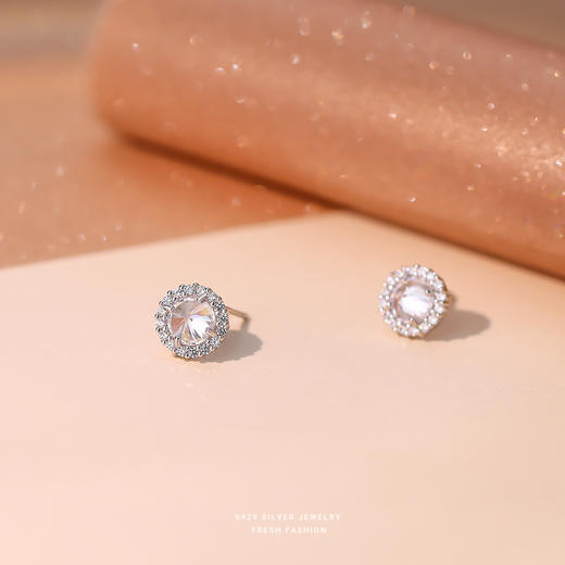 【素娅】S925银镶钻锆石圆形满钻耳饰【YXS-E1631】 商品图3