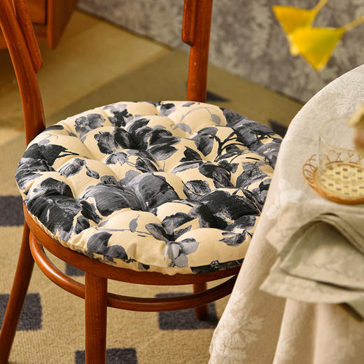 水墨玫瑰系列椅垫四季通用加厚防滑椅垫 商品图0