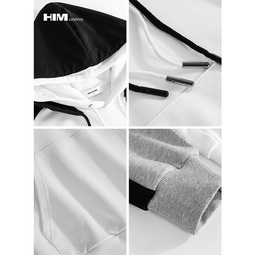 HIM漢崇 卫衣男连帽拼色双帽秋冬潮流运动个性慵懒风宽松帽衫 商品图3