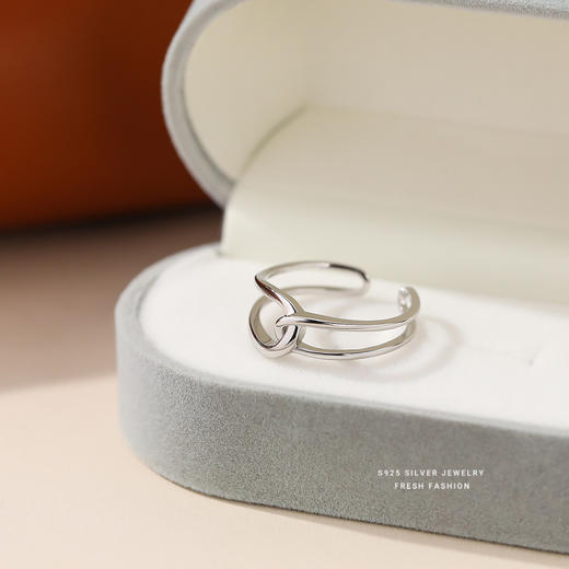 【绮瑶】S925银缠绕交叉双层线条冷淡风素圈戒指【YXS-	K1245】 商品图3