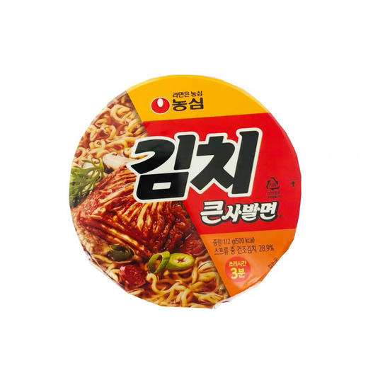 韩国进口零食 农心泡菜大碗面112g 方便面桶面泡面辣白菜面速食面 商品图1