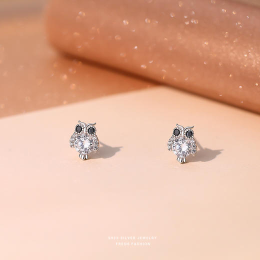 【声漾】S925银锆石猫头鹰耳饰【YXS-E1855】 商品图3
