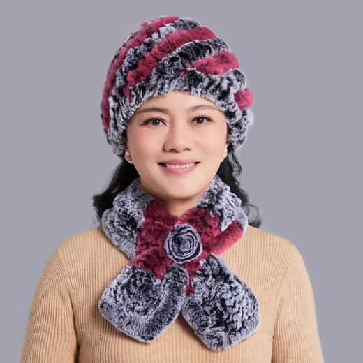 獭兔毛保暖百搭护耳帽围巾套装 GY-BLM 商品图5