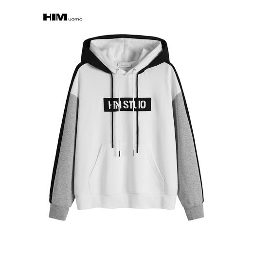 HIM漢崇 卫衣男连帽拼色双帽秋冬潮流运动个性慵懒风宽松帽衫 商品图0