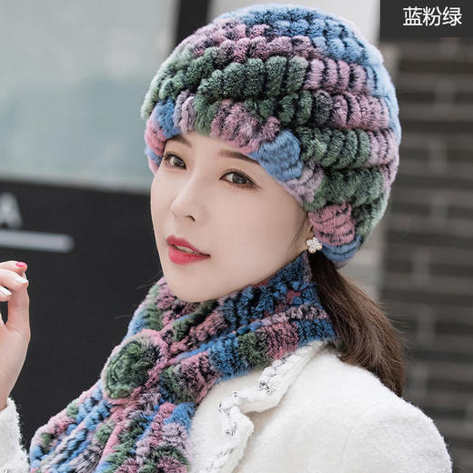 獭兔毛保暖百搭护耳帽围巾套装 GY-BLM 商品图7