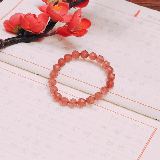 草莓晶刻面水晶手串8mm  单圈手链送礼物百搭 首饰饰品 商品图0