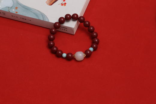 新款朱砂和田玉手链 10mm 单圈送礼物 红色红手串首饰饰品 商品图0