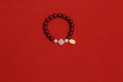 紫金砂四叶草和田玉手链 10mm 单圈送礼物 红色红手链首饰饰品 商品图1