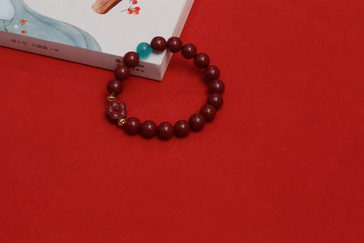 新款朱砂五瓣花手链10mm 商品图3
