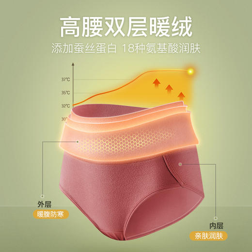 【三条装】MEATIN高腰德绒保暖女士内裤 加绒加厚 蚕丝底档 护腰不卷边 秋冬必备款 商品图2