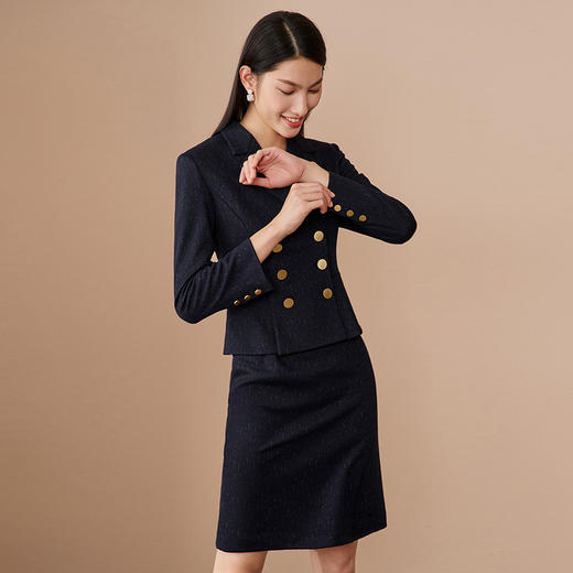 EITIE爱特爱冬季新款显瘦包臀气质干练假两件连衣裙6807523 商品图2