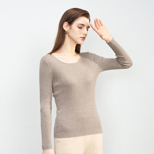 【小山羊绒内衣抽条B版加大】METTE羊绒世家秋冬女士小山羊绒内衣修身内搭保暖薄毛衣 商品图3