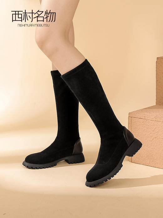 西村名物厚底长筒靴女2022冬新瘦瘦长靴44691 商品图3