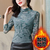 网纱植绒打底衫女，秋季新款半高领长袖洋气修身内搭t恤上衣KQL-8258 商品缩略图3
