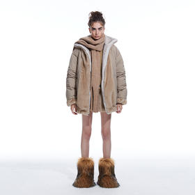   NUTH X 24ANS 联名系列 米棕色羽绒服正反两穿羽绒外套