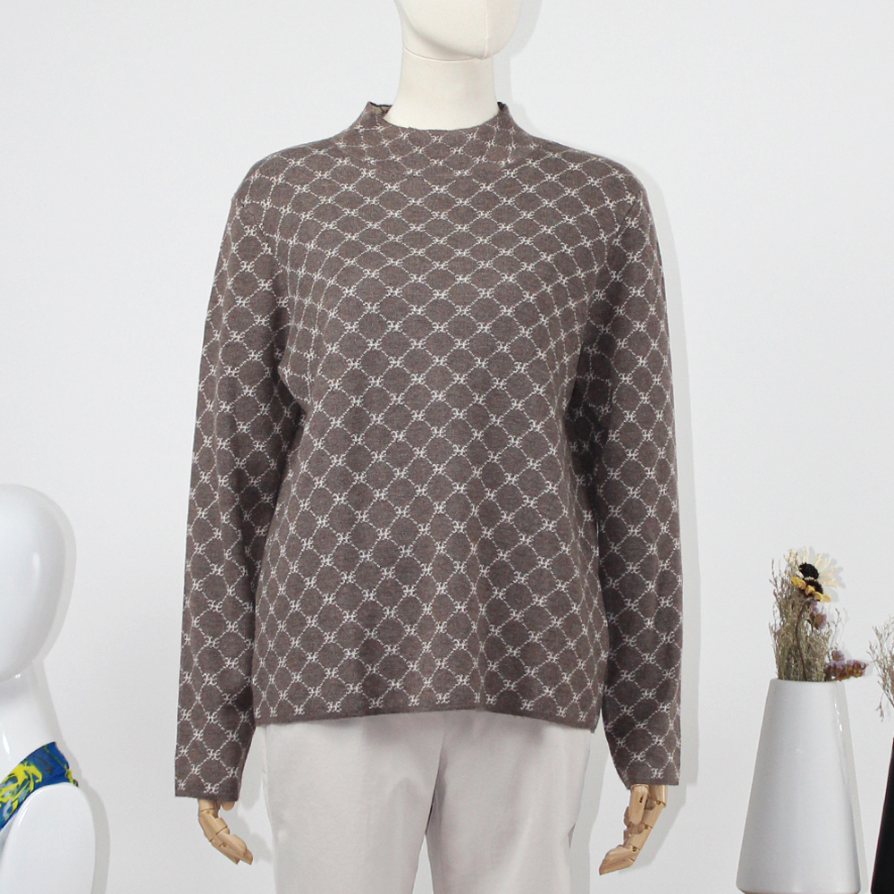 FOCALS福柯斯新款半高领LOGO提花休闲毛衫针织衫毛衣F2Y3M586MT