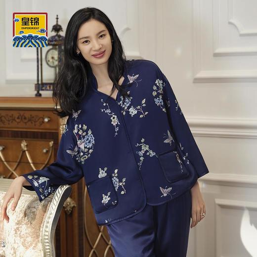 皇锦 真丝印花开襟棉分身套装-青鹤HJ21433 商品图1