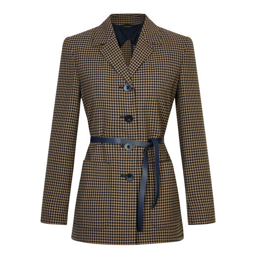 MAXMARA STUDIO 麦丝玛拉 女士英伦风格子纹翻领收腰短款西装外套 BALZAC 商品图0