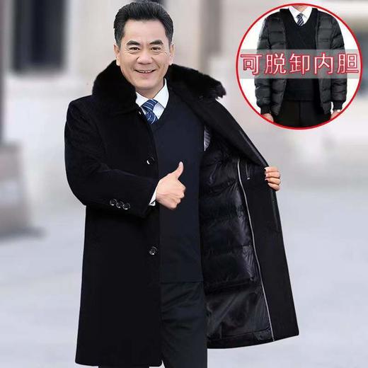 中老年人男装毛呢大衣男爸爸装男士外套冬季长款加绒大衣爷爷衣服nct29 商品图1