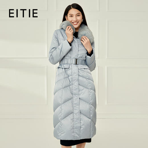 EITIE爱特爱冬季新款加厚狐狸毛领白鸭绒长款羽绒服6811518 商品图0