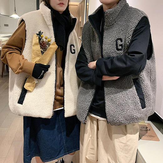 男女秋冬季两面穿加绒毛马甲摇粒绒背心nct18 商品图2