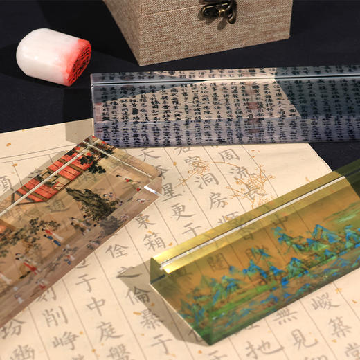 【庆学堂】水晶镇尺 复刻经典十大名画 中国风书画镇纸 商品图5