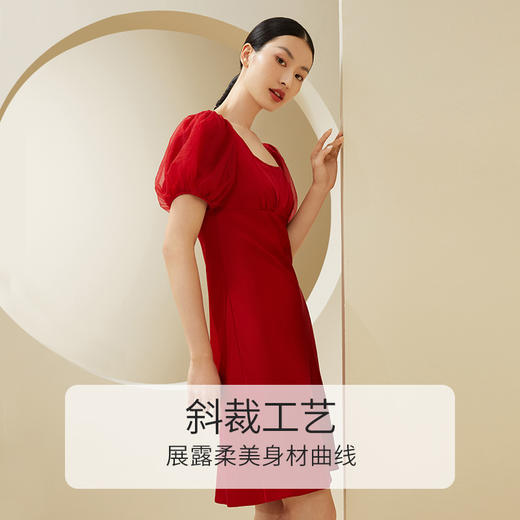 金三塔19姆米重磅100%桑蚕丝女士真丝红色婚庆复古睡裙家居服新品  YSFDA301 商品图2