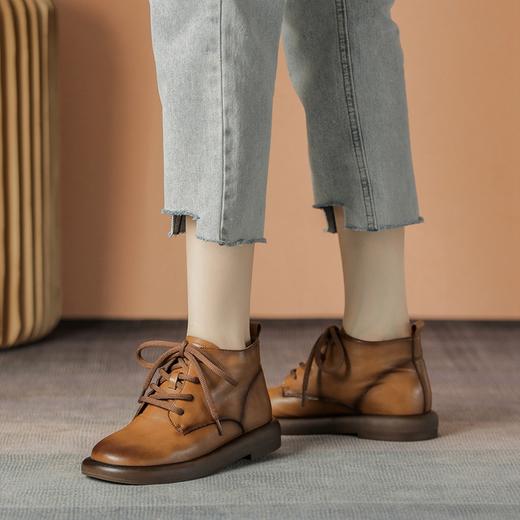 ZHR马丁靴2022秋冬新款圆头时尚平底短靴厚底靴子女复古女鞋 商品图7