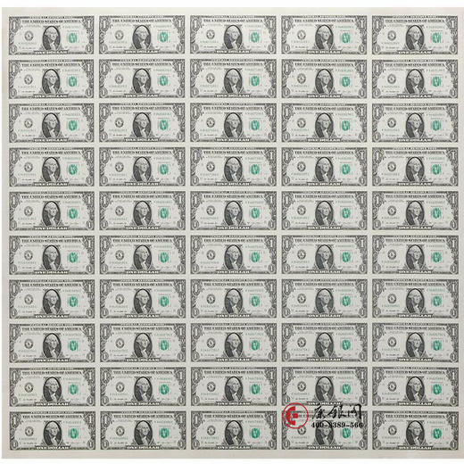 1美元50连体整版钞 连体钞 商品图1