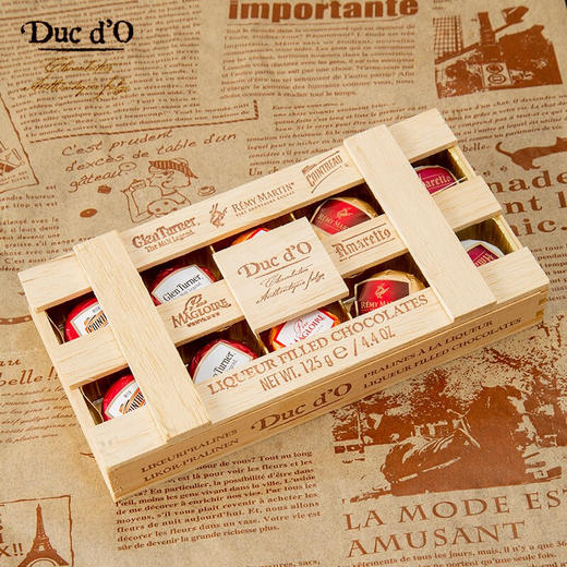 【中欧班列精选】比利时得多巧克力 原装进口得多木盒酒心巧克力 礼盒装 125g/盒 商品图7