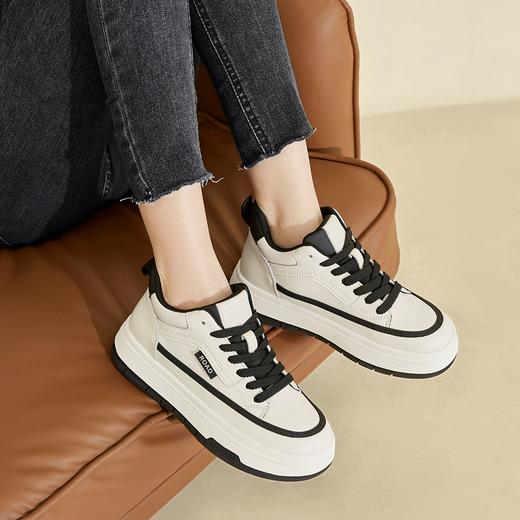 ZHR高帮鞋2022冬季新款厚底百搭帆布鞋女圆头休闲鞋子女 商品图5