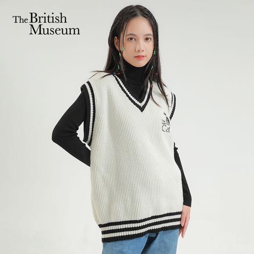 大英博物馆盖亚安德森猫系列羊毛针织V领毛衣马甲 商品图0