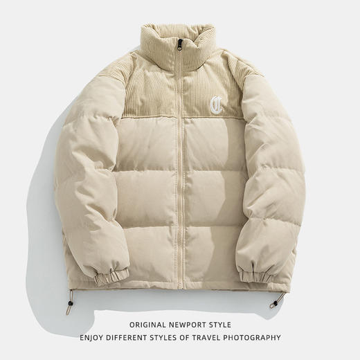 【春节不打烊】「三款配色！灯芯绒拼接棉服」韩路日系男装 男刺绣加厚面包服潮牌立领棉衣外套上衣 商品图4