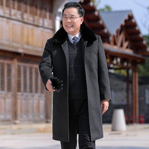 中老年人男装毛呢大衣男爸爸装男士外套冬季长款加绒大衣爷爷衣服nct29 商品图8