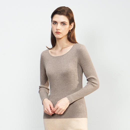 【小山羊绒内衣抽条B版加大】METTE羊绒世家秋冬女士小山羊绒内衣修身内搭保暖薄毛衣 商品图2