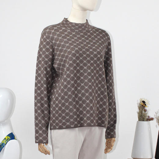 FOCALS福柯斯新款半高领LOGO提花休闲毛衫针织衫毛衣F2Y3M586MT 商品图1