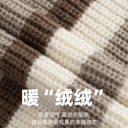 【春节不打烊】「两款配色！撞色条纹毛衣」韩路日系男装 男2022秋冬款复古粗针宽松潮流针织衫上衣 商品图3