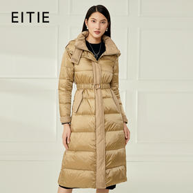 EITIE爱特爱冬款新款时尚连帽保暖高领长款白鸭绒羽绒服6811520
