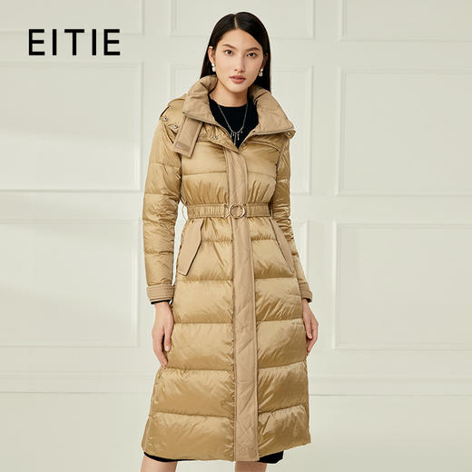 EITIE爱特爱冬款新款时尚连帽保暖高领长款白鸭绒羽绒服6811520 商品图0