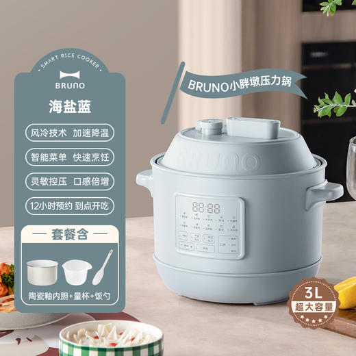 BRUNO小胖墩电压力锅家用3L高压锅全自动排气饭煲小型智能饭锅 商品图0