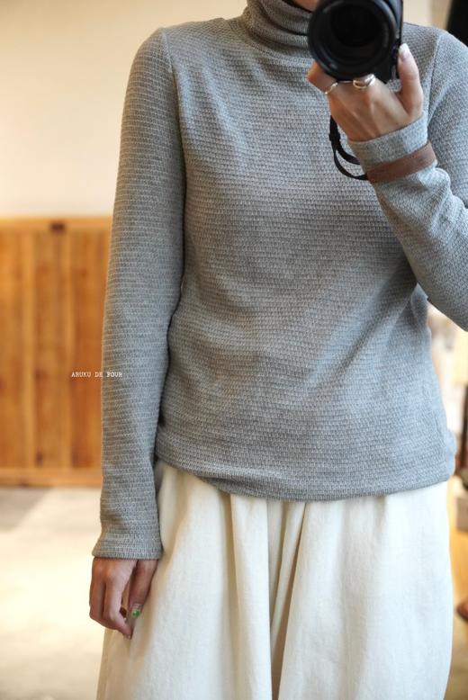 （4折）Doux bleu灰燕麦色高领上衣 商品图4