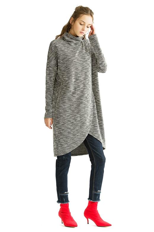 BCBGMaxazria 弧形开衩高领针织连衣裙 640 商品图1