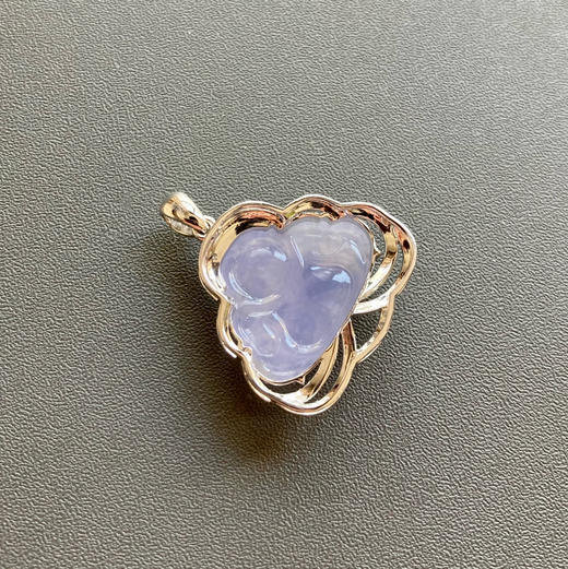 冰种紫罗兰翡翠弥勒佛18k白金钻石镶嵌 商品图5