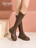 西村名物2022新款秋冬粗跟骑士靴长筒不过膝ins女靴厚底靴子45291 商品缩略图3