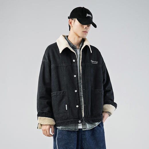 【春节不打烊】「2022秋冬新款！羊羔绒牛仔外套」韩路日系男装 羊羔绒外套男质感牛仔宽松保暖棉衣潮上衣 商品图1